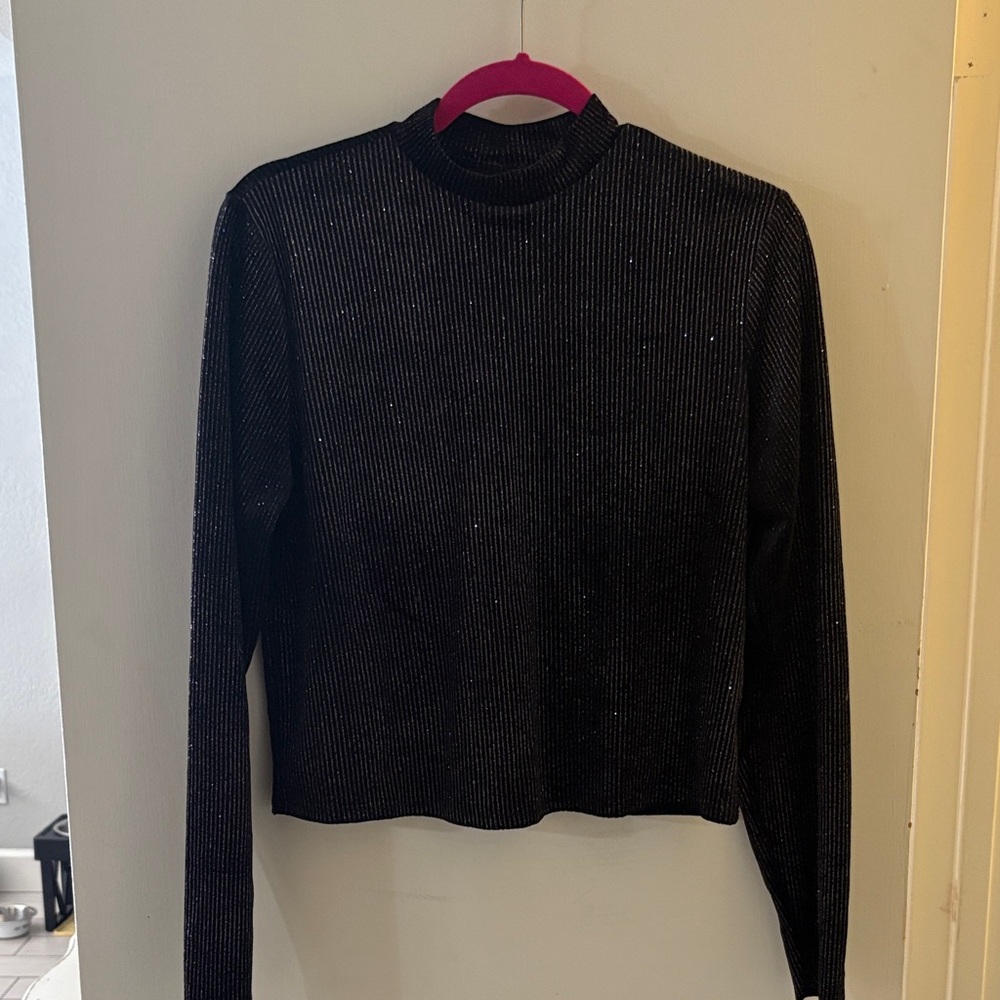 Forever 21 Black Glitter Long Sleeve Top